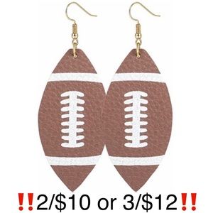 Faux Leather Dangling Football Earrings